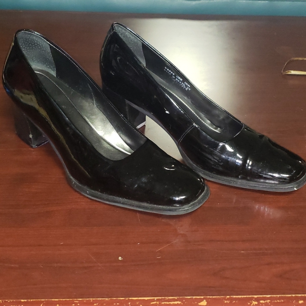 Black leather heels
